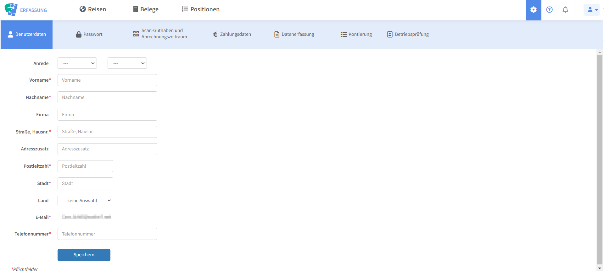 Benutzerdaten Benutzerdaten