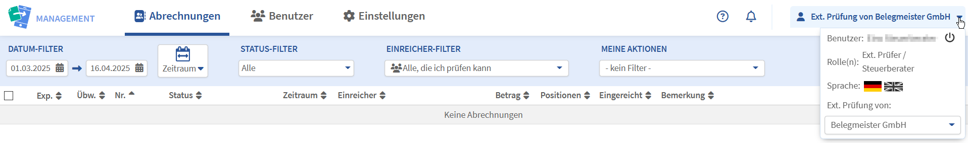 Steuerberater Benutzermenü Steuerberater Benutzermenü